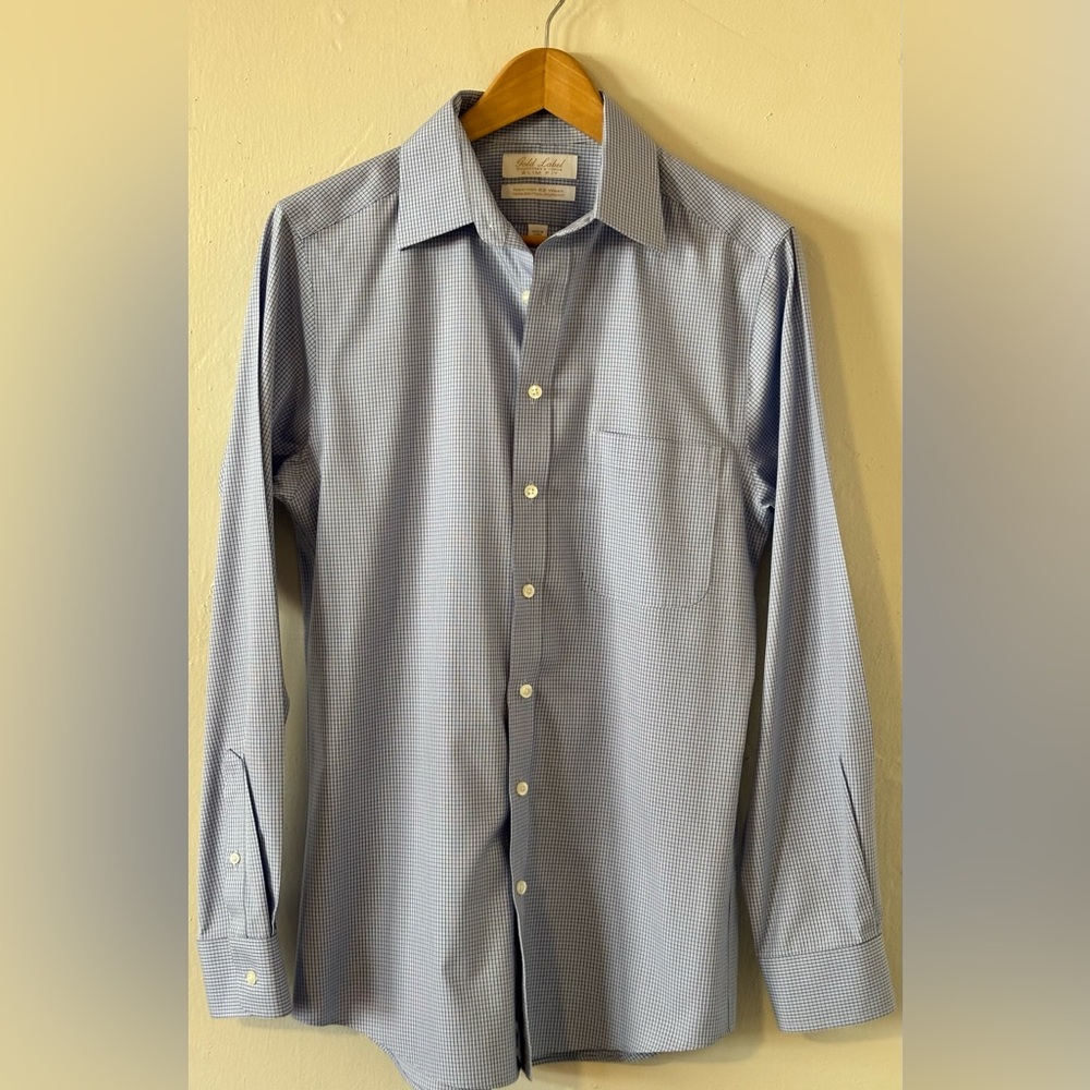 🌸 Roundtree & Yorke Gold Label Size Medium Non-Iron Slim Fit 100% Cotton Shirt
